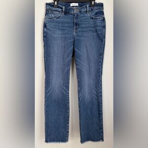 Lane Bryant Jeans Size 14 Mid-Rise Straight Leg Flex Magic Waistband Frayed Hem